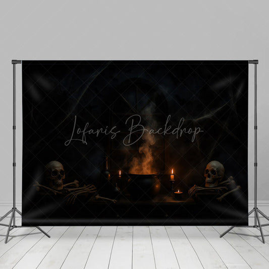 Lofaris Skeleton Cauldron Terrifying Night Halloween Backdrop