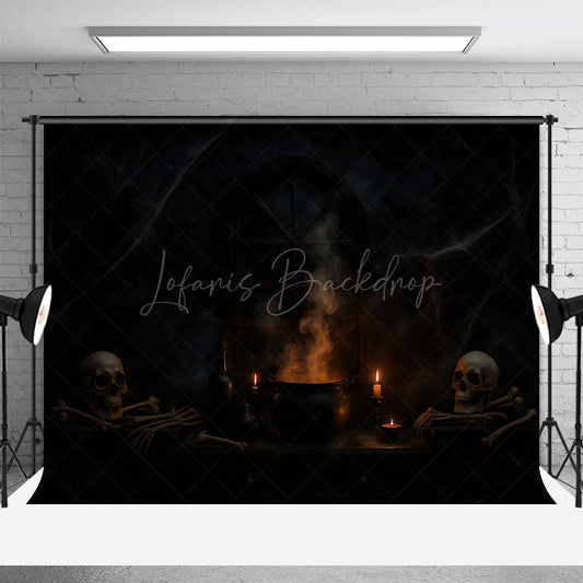 Lofaris Skeleton Cauldron Terrifying Night Halloween Backdrop