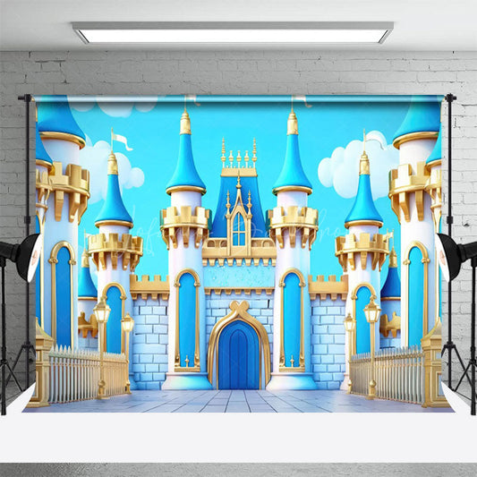 Lofaris Sky Blue Cartoon Grand Castle Photography Backdrop
