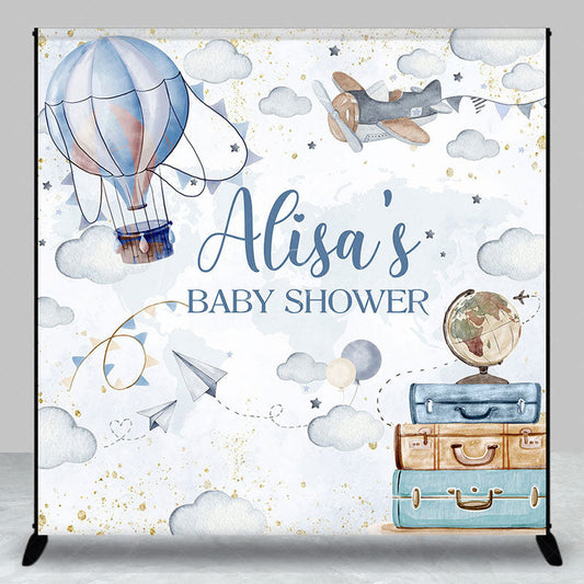 Lofaris Sky Cloud Hot Air Balloon Custom Baby Shower Backdrop