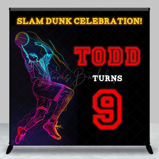 Lofaris Slam Dunk Celebrate Custom 9th Birthday Backdrop