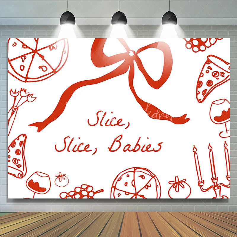 Lofaris Slice Babies Pizza Theme Baby Shower Backdrop Red and White Italian Dinner Party Banner