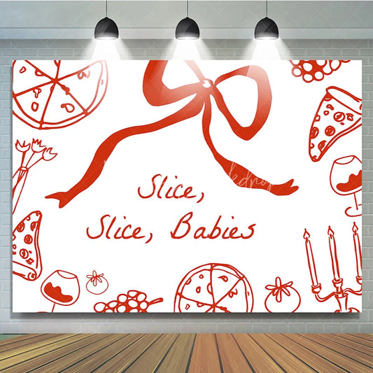 Lofaris Slice Babies Pizza Theme Baby Shower Backdrop Red and White Italian Dinner Party Banner