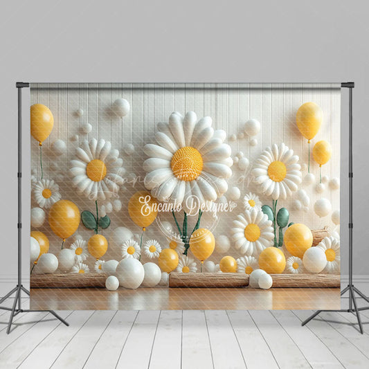 Lofaris Small Yellow Spring Flowers Cake Smash Photo Backdrop