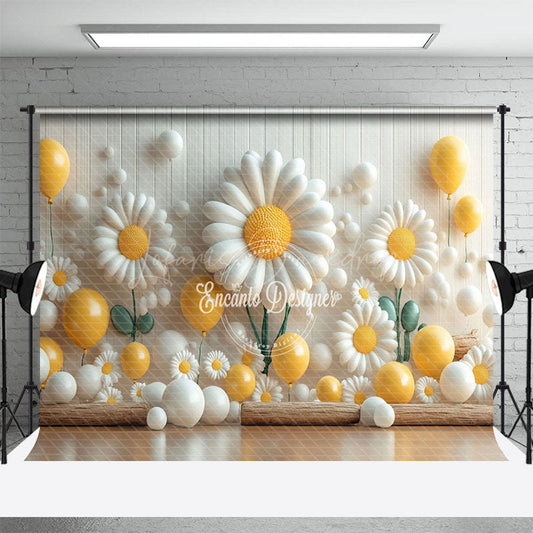 Lofaris Small Yellow Spring Flowers Cake Smash Photo Backdrop