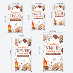 Lofaris S’more Fun Birthday Rectangle Backdrop Camping Campfire and Marshmallow Theme Outdoor Party Photo Booth Decor for Kids