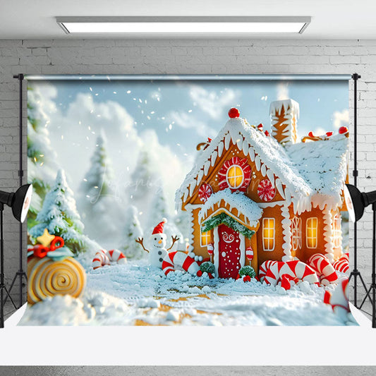 Lofaris Snow Fairy World Gingerbread House Christmas Backdrop