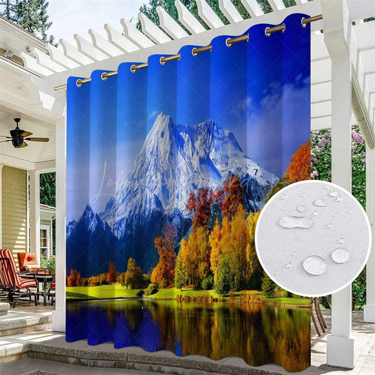 Lofaris Snow Mountain Lake Waterproof Outdoor Curtains For Gazebo