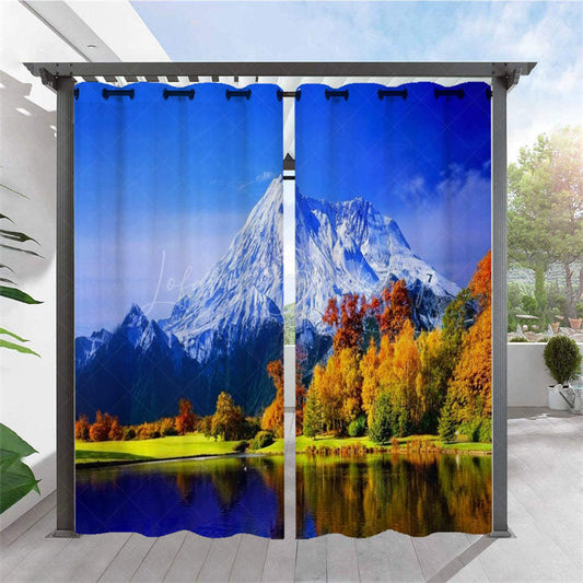 Lofaris Snow Mountain Lake Waterproof Outdoor Curtains For Gazebo