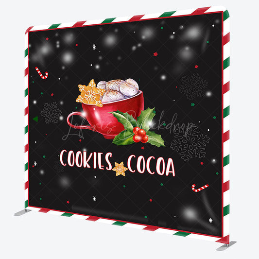 Lofaris Snow Tasty Coffee Cherry Christmas Square Backdrop
