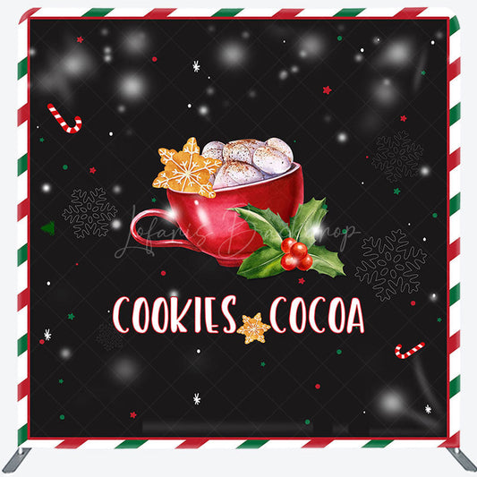 Lofaris Snow Tasty Coffee Cherry Christmas Square Backdrop