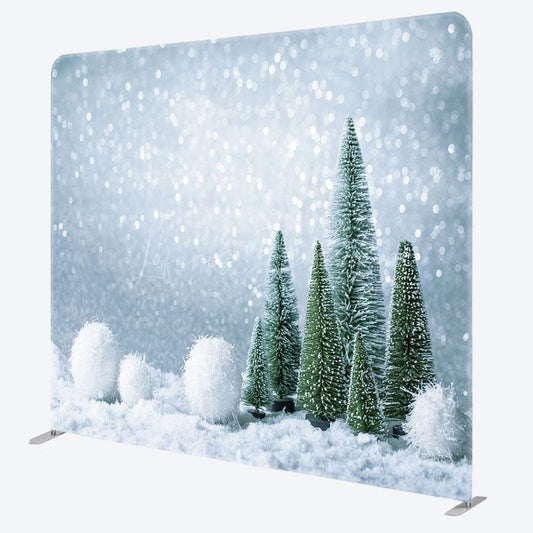 Lofaris Snowball With Trees Christmas Pillow Case Backdrop