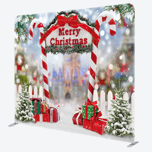 Lofaris Snowflake Candy Cane Christmas Pillow Case Backdrop
