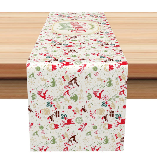 Lofaris Snowflake Elk Candy Repeat Christmas Table Runner
