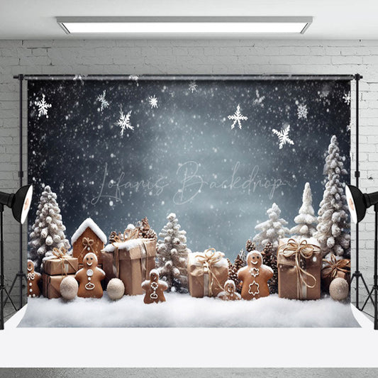 Lofaris Snowflake Holiday Night Christmas Scene Backdrop