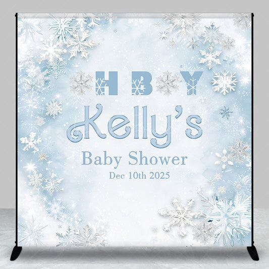 Lofaris Snowflake Oh Boy Custom Name Baby Shower Backdrop