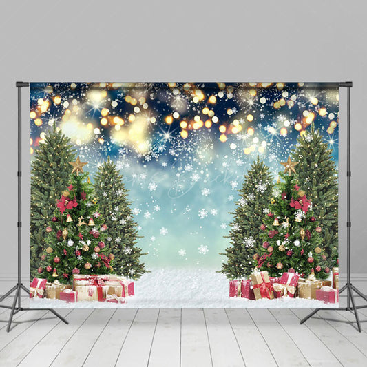 Lofaris Snowflakes Light Pine Trees Gifts Christmas Backdrop