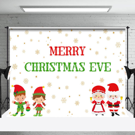 Lofaris Snowflakes Santa Couple Kids Christmas Eve Backdrop