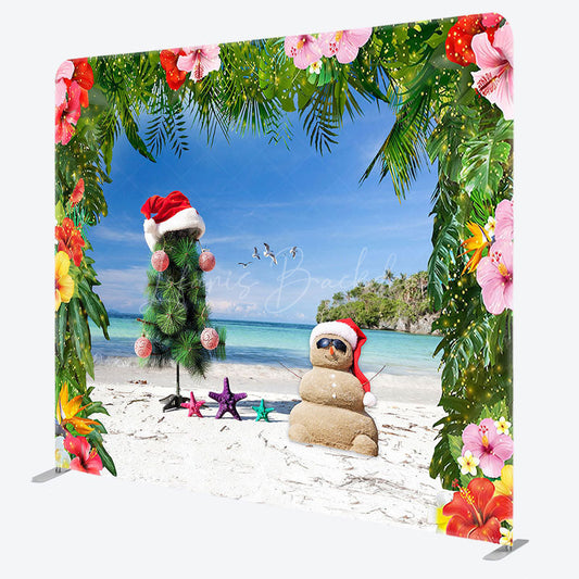 Lofaris Snowman Hawaii Beach Christmas Pillow Case Backdrop