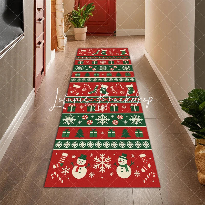 Lofaris Snowman Merry Christmas Decor Runner Rug Rectangle Hallway Mat Decoration Holiday Carpet