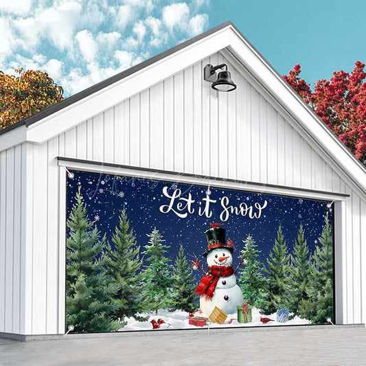 Lofaris Snowy Christmas Night Let It Snow Garage Door Banner