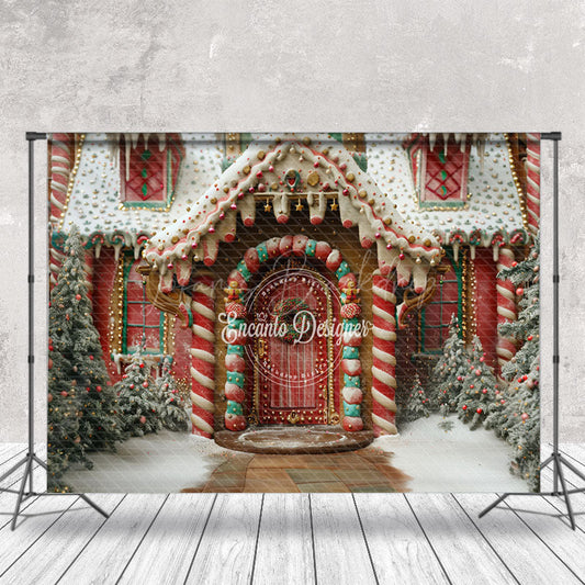 Lofaris Snowy Festive Gingerbread House Christmas Backdrop