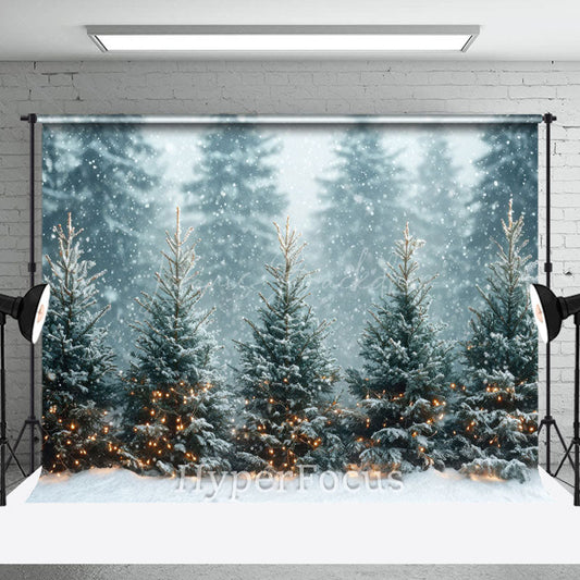 Lofaris Snowy Forest Light Sparkle Winter Photo Backdrop