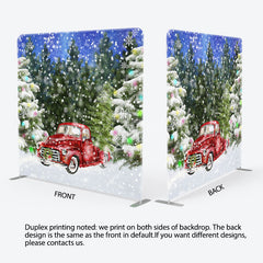 Lofaris Snowy Forest Red Car Christmas Pillow Cover Backdrop