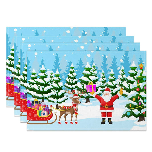 Lofaris Snowy Forest Santa Elk Christmas Set Of 4 Placemats