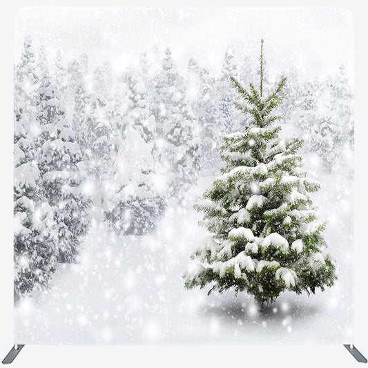 Lofaris Snowy Forest White Words Square Tension Backdrop