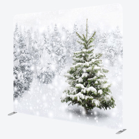 Lofaris Snowy Forest White Words Square Tension Backdrop