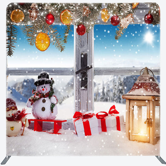 Lofaris Snowy Glitter Balls Gifts Double-Sided Backdrop