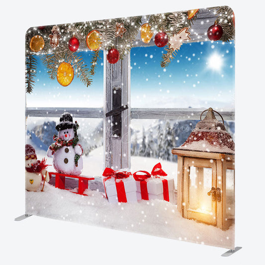 Lofaris Snowy Glitter Balls Gifts Double-Sided Backdrop