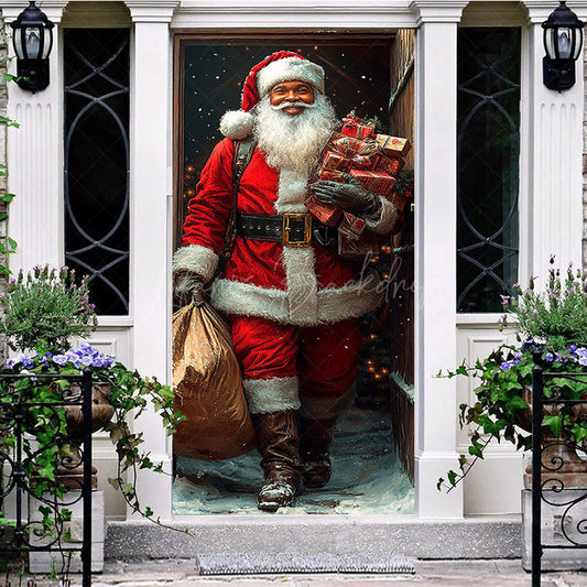 Lofaris Snowy Kindly Santa Claus Gifts Christmas Door Cover