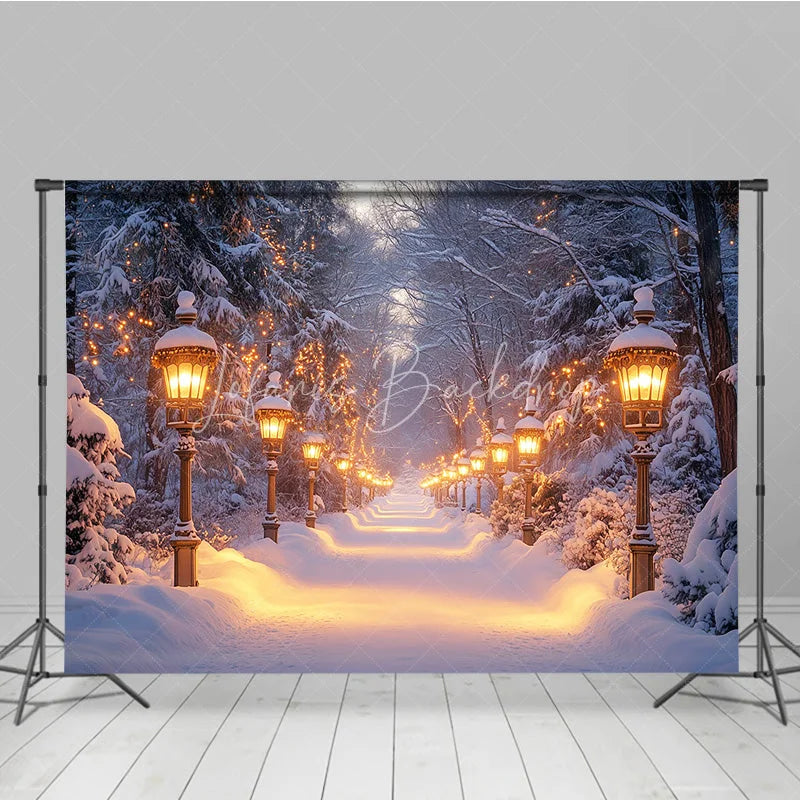 Lofaris Snowy Pathway Winter Backdrop Enchanted Forest Wonderland Photo Booth Christmas Holiday Portrait Studio Decor