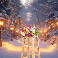 Lofaris Snowy Pathway Winter Backdrop Enchanted Forest Wonderland Photo Booth Christmas Holiday Portrait Studio Decor