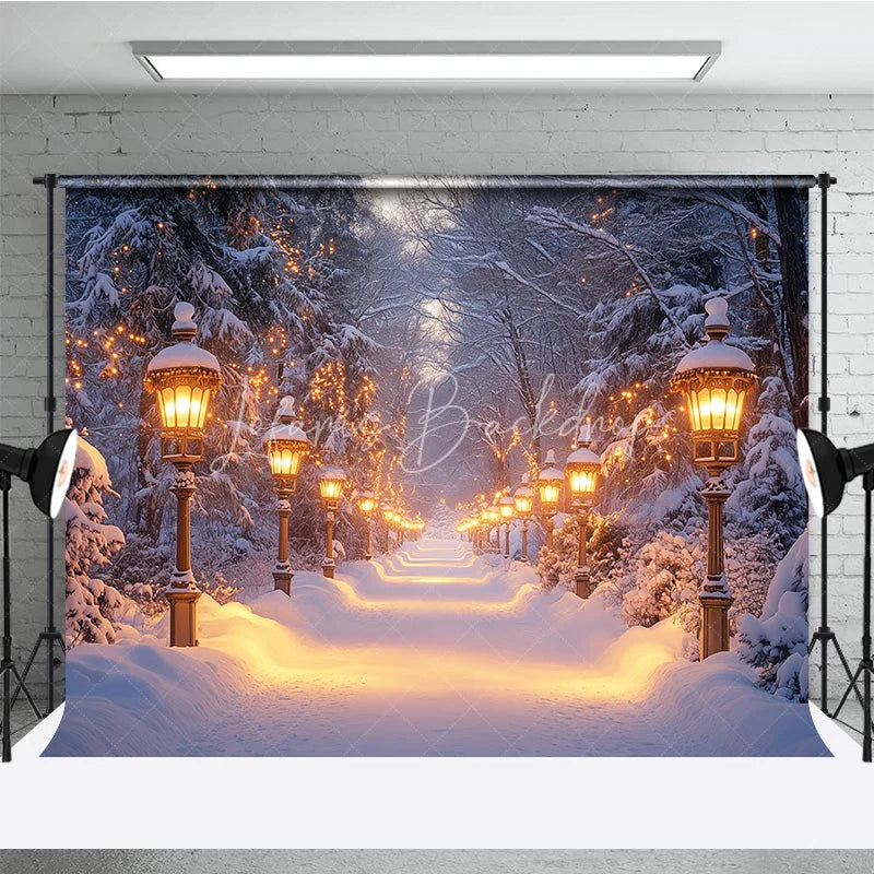 Lofaris Snowy Pathway Winter Backdrop Enchanted Forest Wonderland Photo Booth Christmas Holiday Portrait Studio Decor