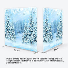 Lofaris Snowy Pine Forest Tension Fabric Backdrop Winter Woodland with Falling Snowflakes Background Nature Holiday Decor