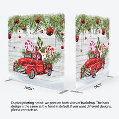 Lofaris Snowy Red Car Wooden Christmas Pillow Cover Backdrop