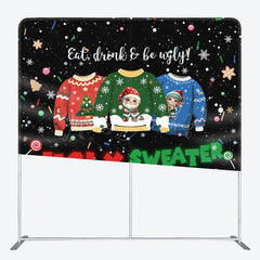 Lofaris Snowy Ugly Sweater Xmas Party Pillow Case Backdrop