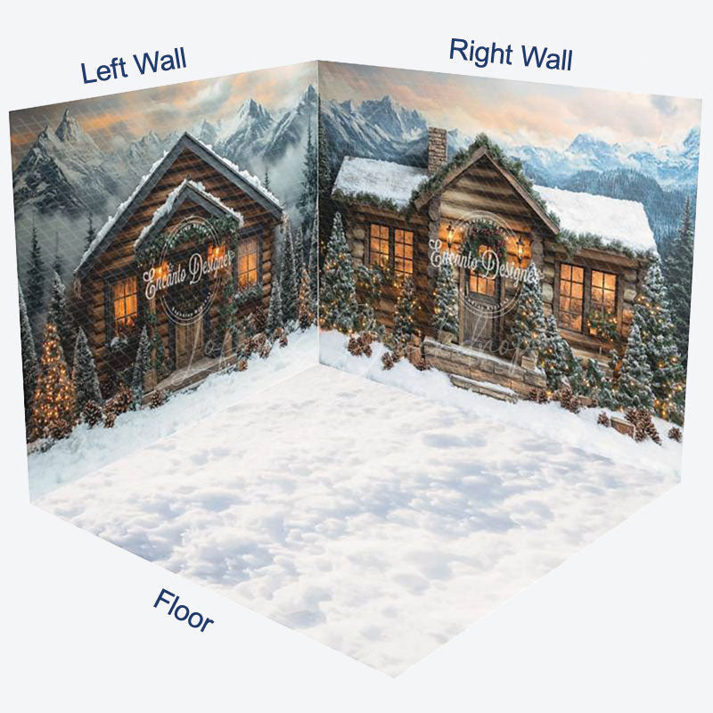 Lofaris Snowy Wild Mountain Forest Scene Room Set Backdrop