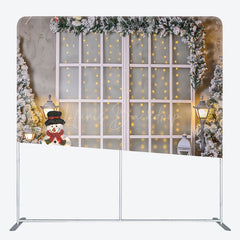 Lofaris Snowy World Christmas Trees Tension Fabric Backdrop