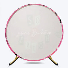 Lofaris So Fetch Pink Mean Girls Theme Birthday Round Backdrop Y2K Style Lip and Wine Glasses Party Cover