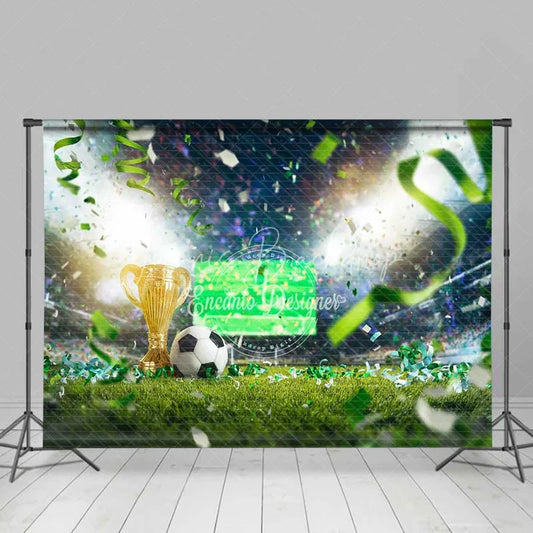 Lofaris Soccer Field Trophy Backdrop Sports Game Victory Celebration Green Grass Photography Background