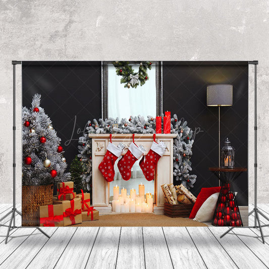 Lofaris Socks Black Wall Candle Christmas Photo Backdrop