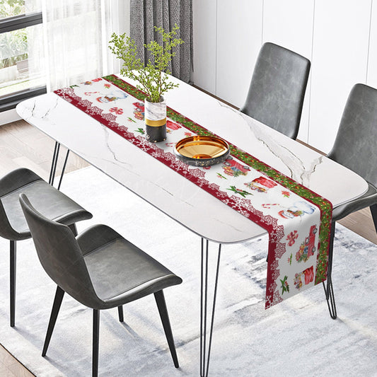 Lofaris Socks Gifts Truck Snowman Christmas Table Runner