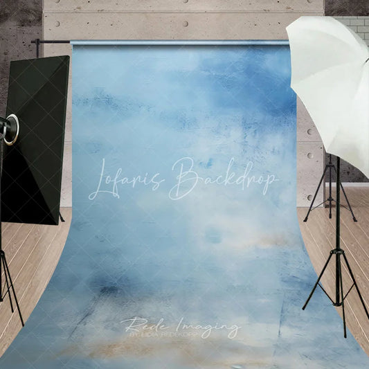 Lofaris Soft Blue Painted Texture Sweep Backdrop Elegant Abstract Art Style for Professional Portrait Photography