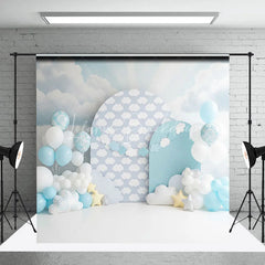 Lofaris Soft Blue Sky and White Clouds Backdrop Dreamy Star for Baby Birthday Cake Smash