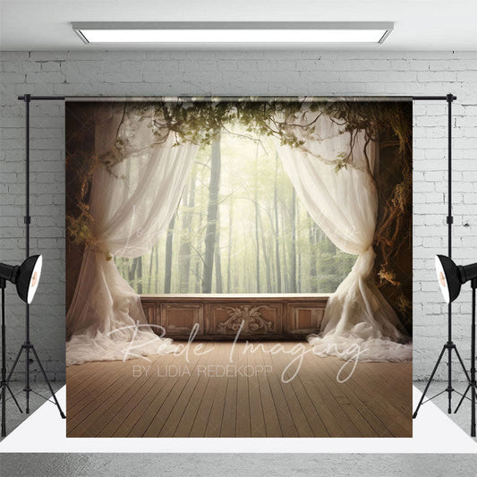 Lofaris Soft Curtain Window Bamboo Forest Scene Photo Backdrop