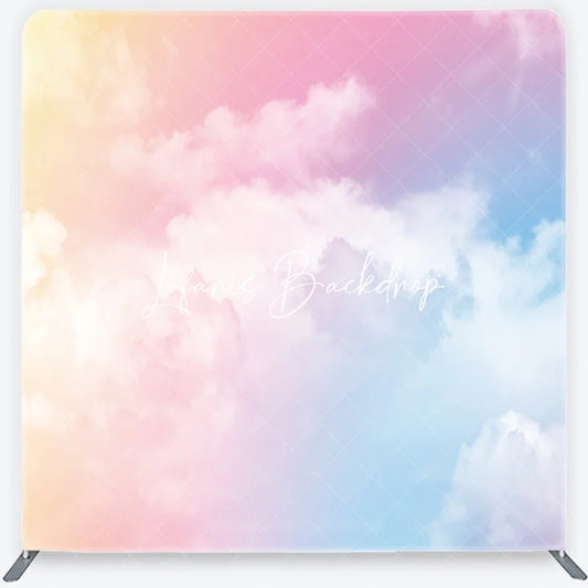 Lofaris Soft Pastel Gradient Sky Clouds Square Double-Sided Backdrop Dreamy Photography Background for Baby Shower Party